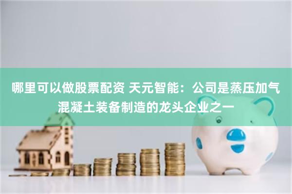 哪里可以做股票配资 天元智能：公司是蒸压加气混凝土装备制造的龙头企业之一
