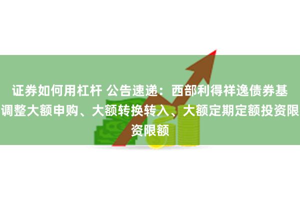证券如何用杠杆 公告速递：西部利得祥逸债券基金调整大额申购、大额转换转入、大额定期定额投资限额